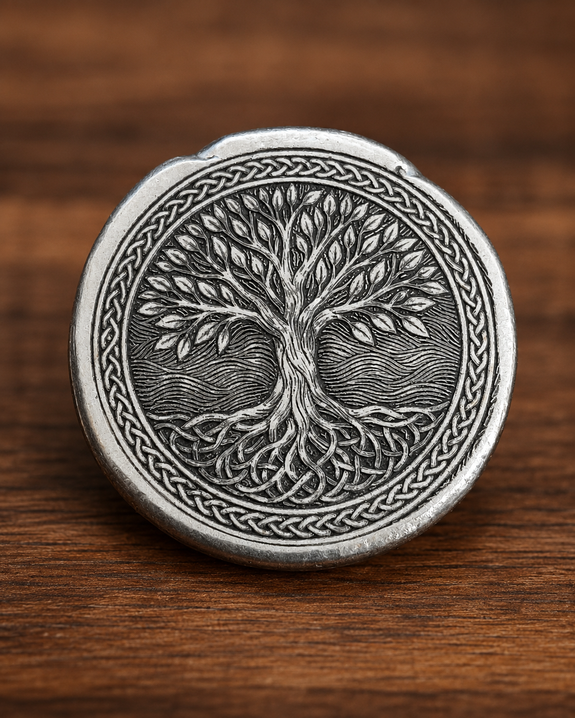 1 ozt Tree of Life Round, Hand Poured .999FS, Celtic Silver, Gift for Him