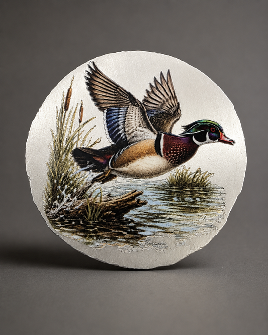 Wood Duck - 1 ozt .999 Fine Silver Engraved and 3-D Colorized Round