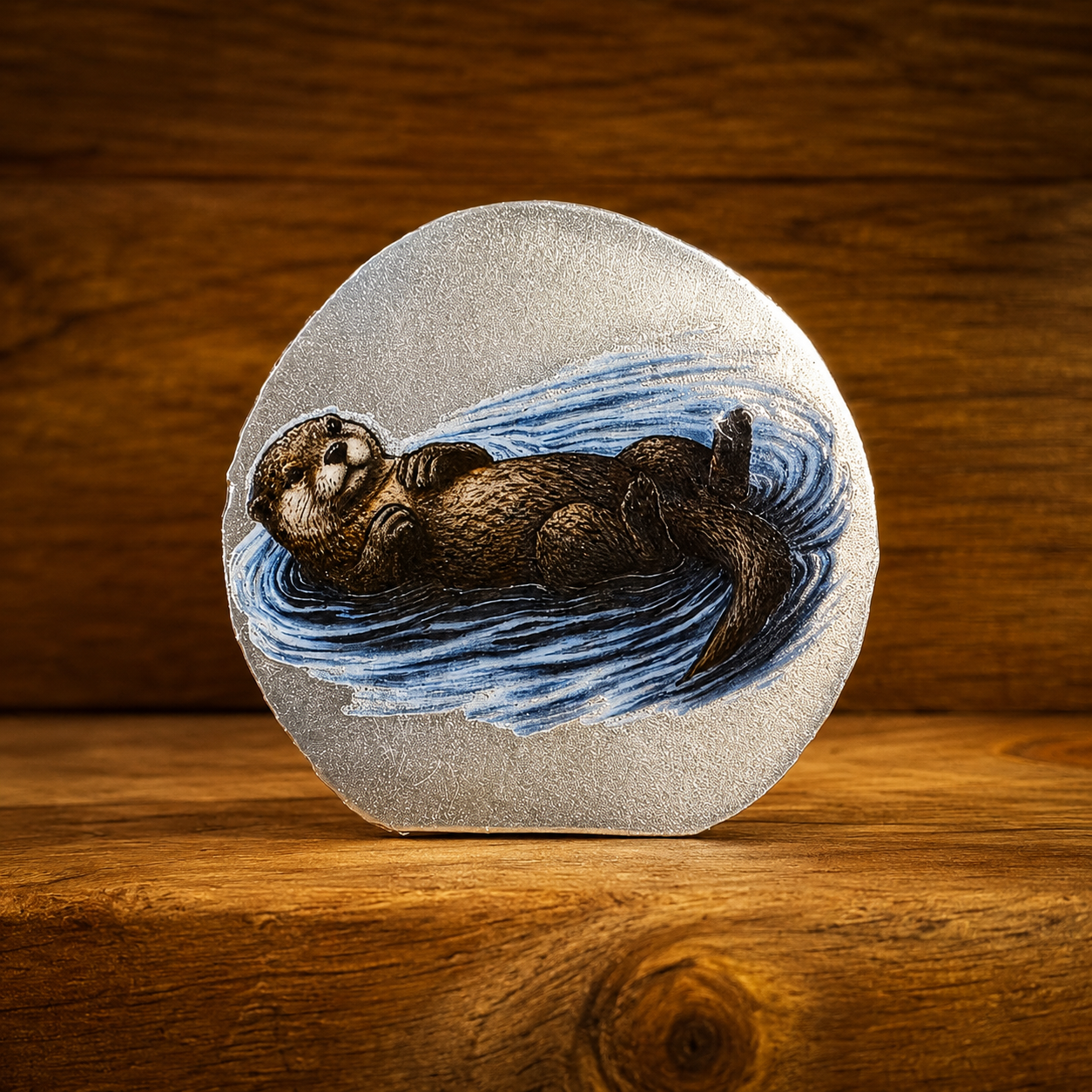River Otter 1 Troy Ounce .999 Fine Silver 3-D Colorized Round