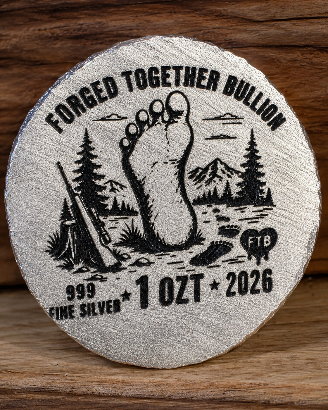 Colorized Bigfoot 1 ozt .999 Fine Silver Round