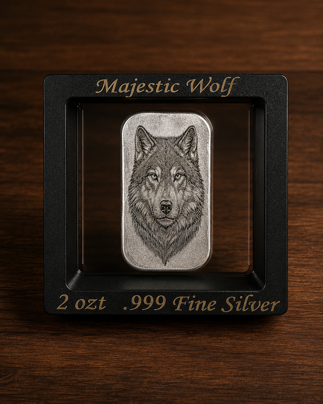 Majestic Wolf Silver Art Bar | 2 ozt AVG .999 Fine Silver
