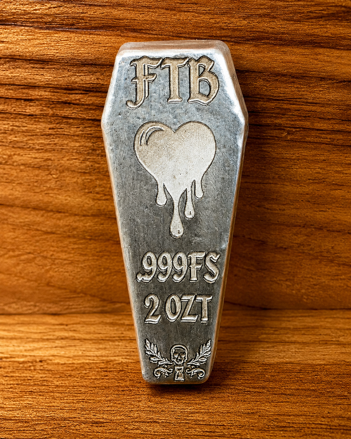 Beauty In Death Coffin Silver Bar | 2 ozt .999 Fine Silver | Hand Poured