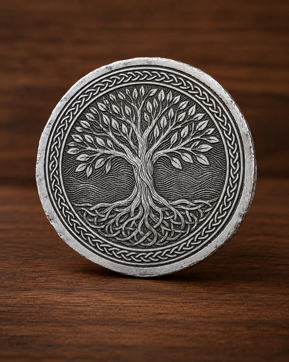 1 ozt Tree of Life Round, Hand Poured .999FS, Celtic Silver, Gift for Him