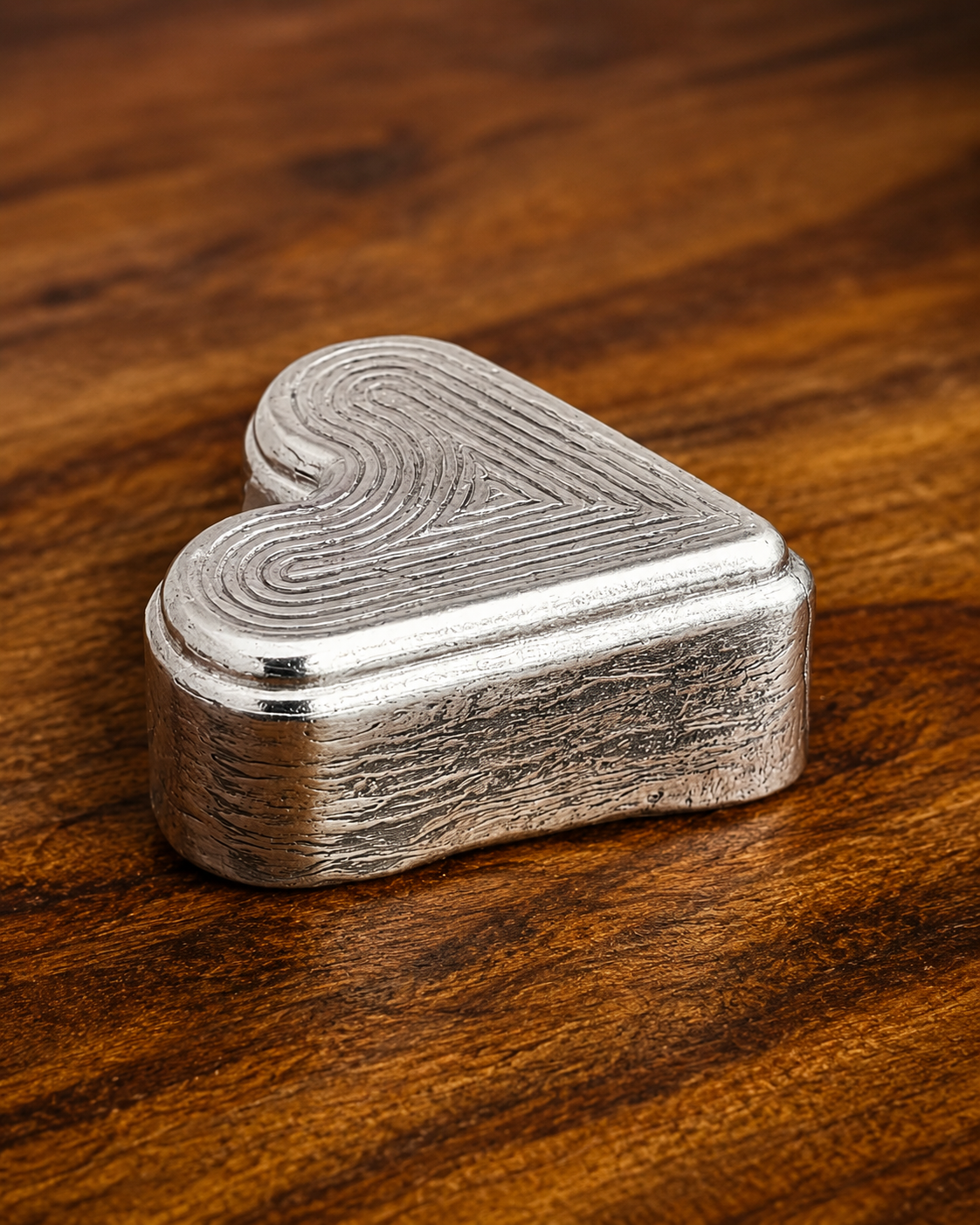 Hand-Poured Silver Heart Bar | 3 Troy Oz .999 Fine Silver | FTB