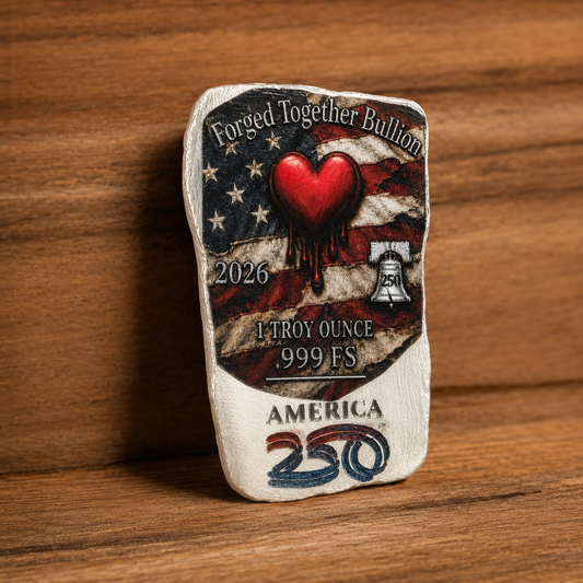 America 250 Engraved & 3-D Colorized 1 OZT .999 Fine Silver Bar Mintage of 100