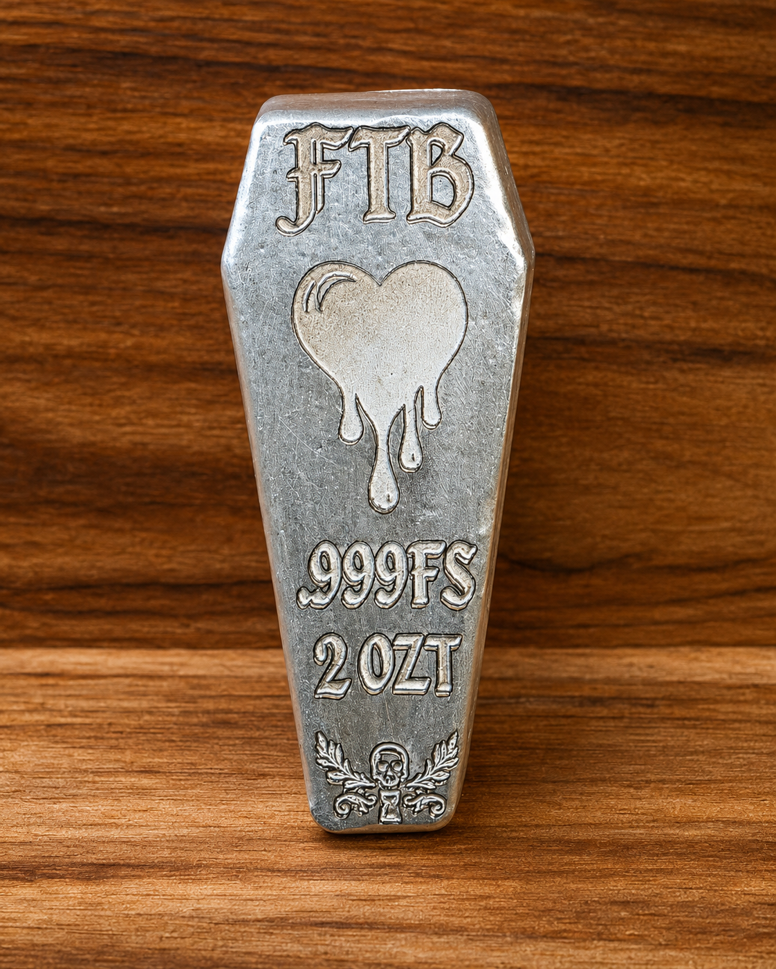 Beauty In Death Coffin Silver Bar | 2 ozt .999 Fine Silver | Hand Poured