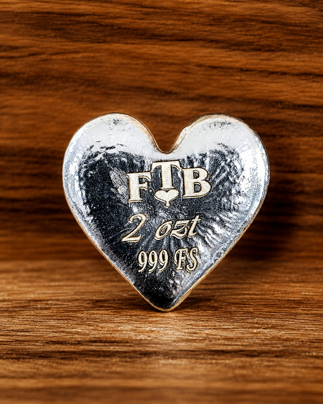 The Heart Card Suit Silver Bar | 2 ozt .999 Fine Silver | Hand Poured