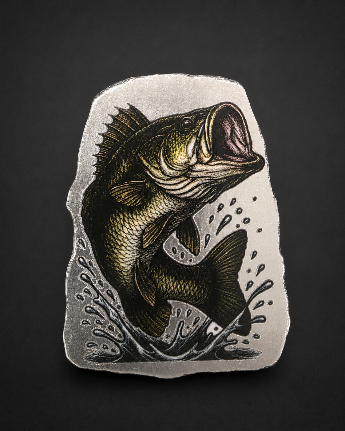 FTB First 3D Colorized Bass Art Bar | 1 Troy Oz .999 Fine Silver