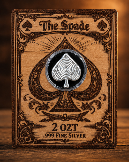 The Spade Card Suit Silver Bar | 2 ozt .999 Fine Silver | Hand Poured
