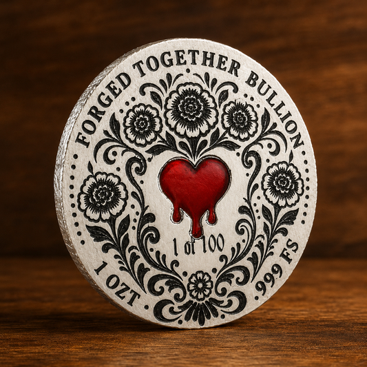 3D Colorized Sugar Skull 1 oz .999 Fine Silver Round | #1 of 100 | Raised Art