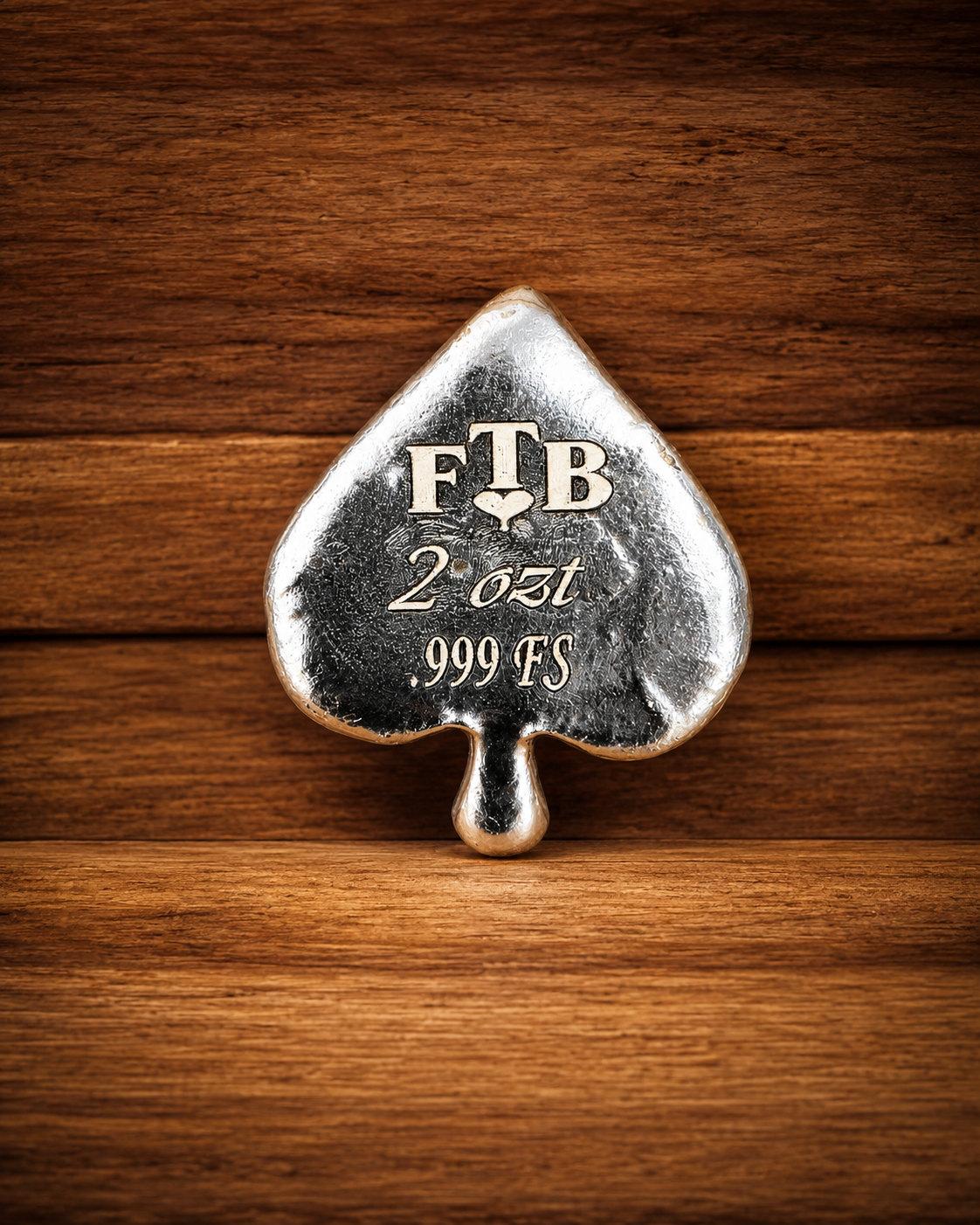 The Spade Card Suit Silver Bar | 2 ozt .999 Fine Silver | Hand Poured