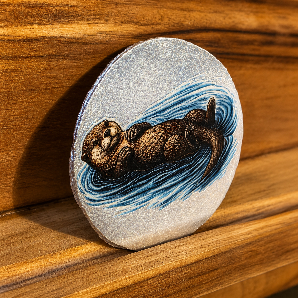 River Otter 1 Troy Ounce .999 Fine Silver 3-D Colorized Round