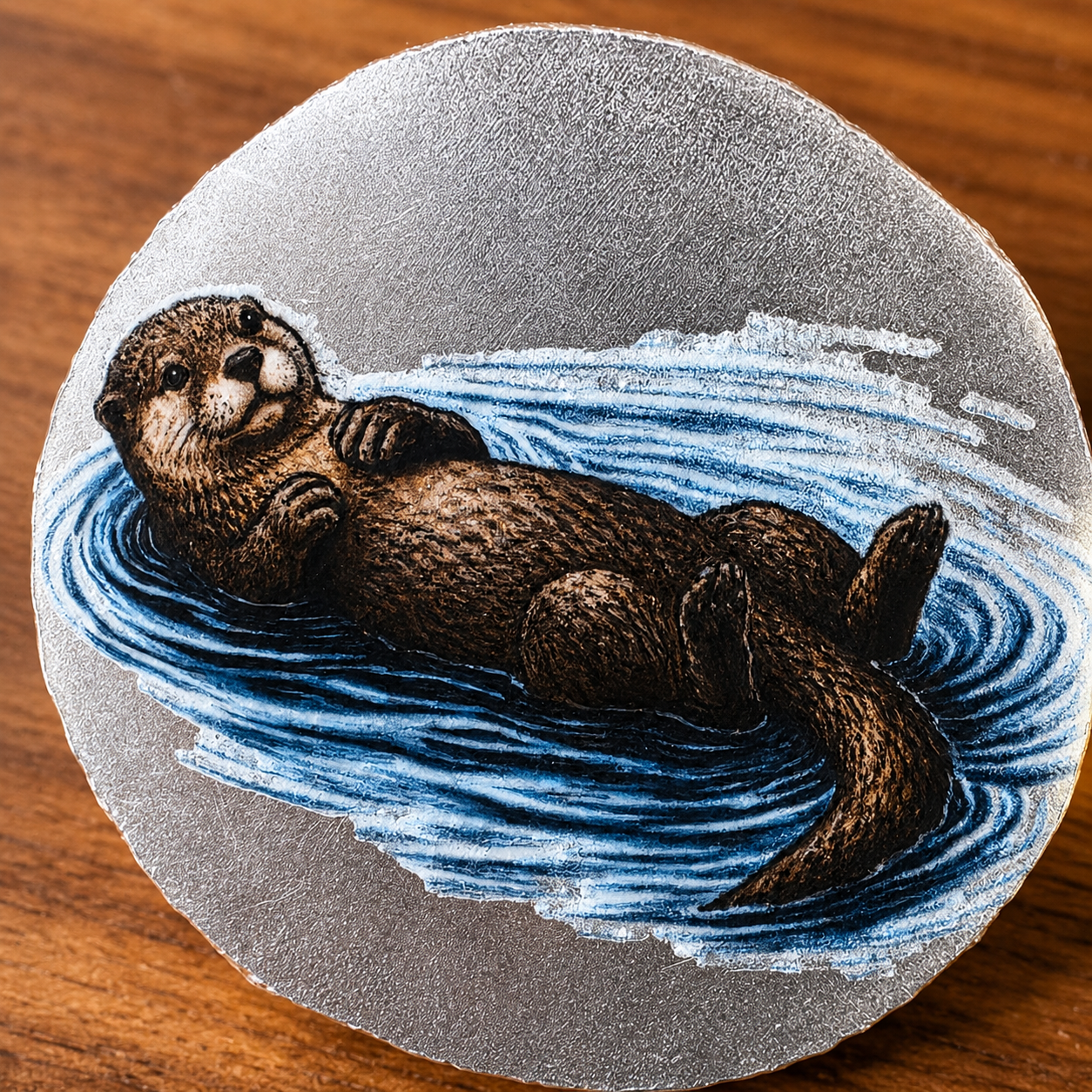 River Otter 1 Troy Ounce .999 Fine Silver 3-D Colorized Round