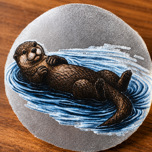 River Otter 1 Troy Ounce .999 Fine Silver 3-D Colorized Round