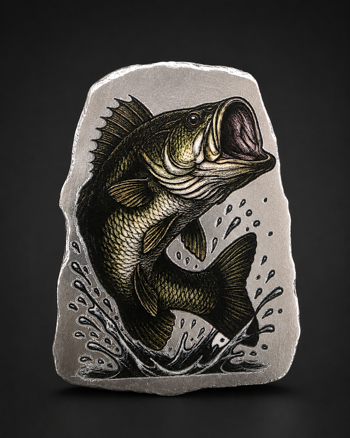 FTB First 3D Colorized Bass Art Bar | 1 Troy Oz .999 Fine Silver