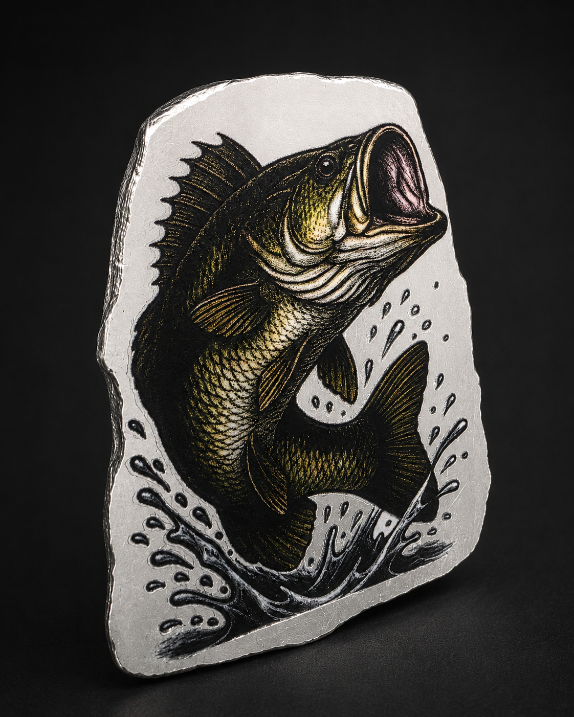 FTB First 3D Colorized Bass Art Bar | 1 Troy Oz .999 Fine Silver