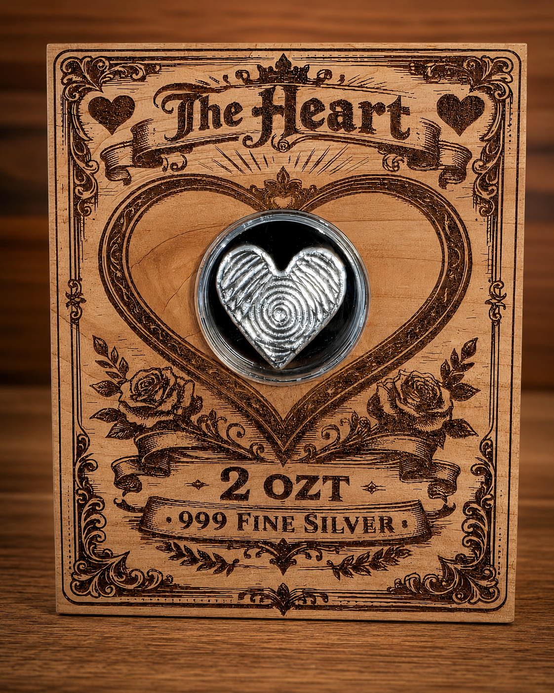 The Heart Card Suit Silver Bar | 2 ozt .999 Fine Silver | Hand Poured
