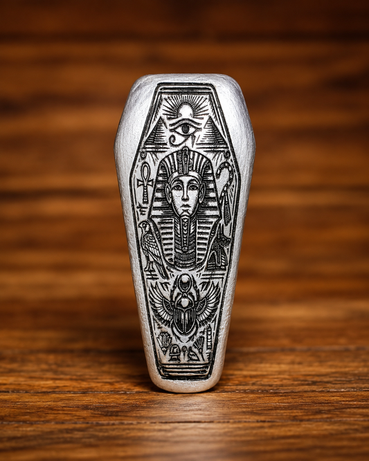 Egyptian Coffin Silver Bar | 1.5 ozt .999 Fine Silver | Hand Poured